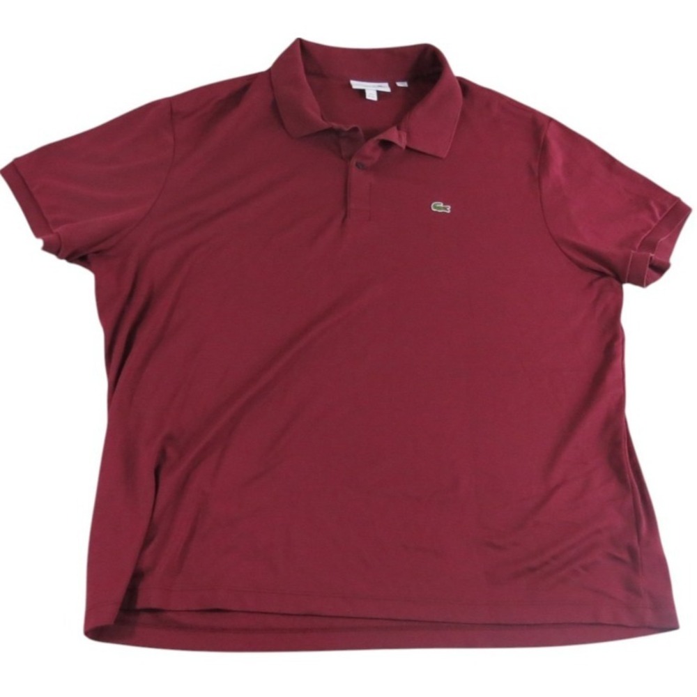 Lacoste Polo Shirt Men 3XL Maroon Burgundy Regular Fit Embroidered Croc Golf Top